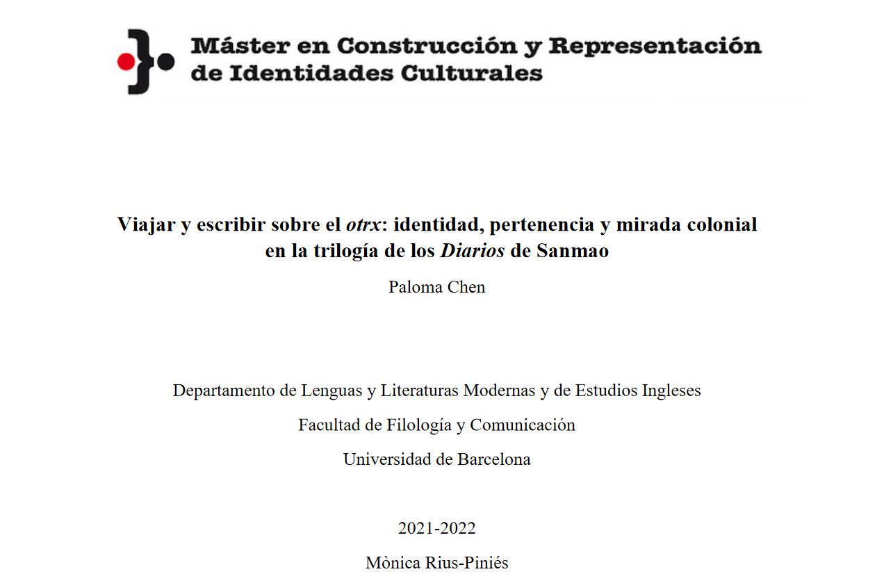 Viajar y escribir sobre el otrx: identidad, pertenencia y mirada colonial en la trilogía de los Diarios de Sanmao [TFM]